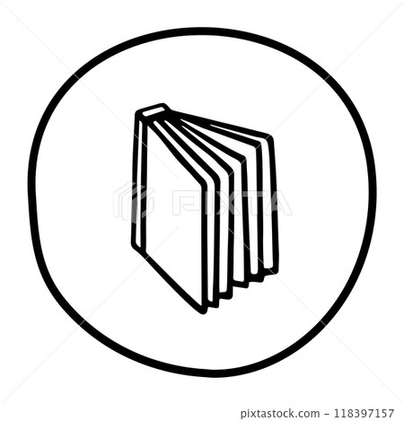 Doodle book icon handdrawn with ink pen. Knowledge and education symbol Doodle book icon handdrawn with ink pen. Knowledge and education symbol 118397157