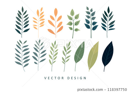 set of leaves vector design isolated illustration 118397750
