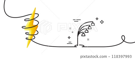 Floor lamp line icon. Continuous one line with curl. Stand light sign. Interior illuminate symbol. Floor lamp single outline ribbon. Loop curve with energy. Vector 118397993