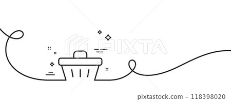 Shopping cart line icon. Continuous one line with curl. Online buying sign. Supermarket basket symbol. Shopping basket single outline ribbon. Loop curve pattern. Vector 118398020