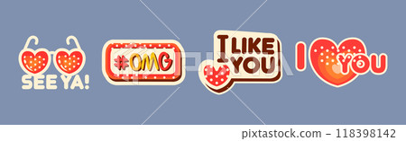 Trendy Sticker and Patch with Cool Inscription Vector Set Trendy Sticker and Patch with Cool Inscription Vector Set 118398142