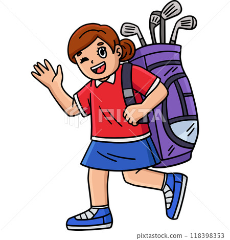 Golf Female Golfer Carrying Bag Cartoon Clipart Golf Female Golfer Carrying Bag Cartoon Clipart 118398353