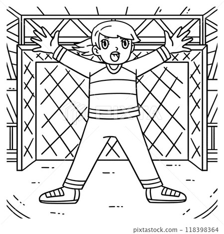 Handball Female Goalkeeper Protect Base Coloring 118398364