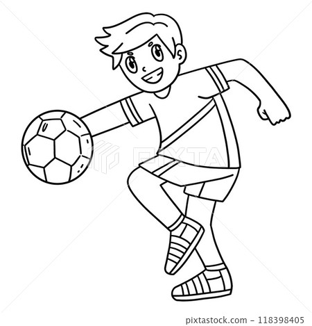 Handball Player Taking Aim Isolated Coloring Page  118398405