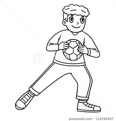 Handball Goalkeeper Holding the Ball Isolated  118398407