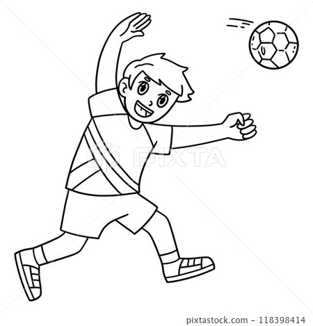 Handball Player Shooting Ball Isolated Coloring Handball Player Shooting Ball Isolated Coloring 118398414