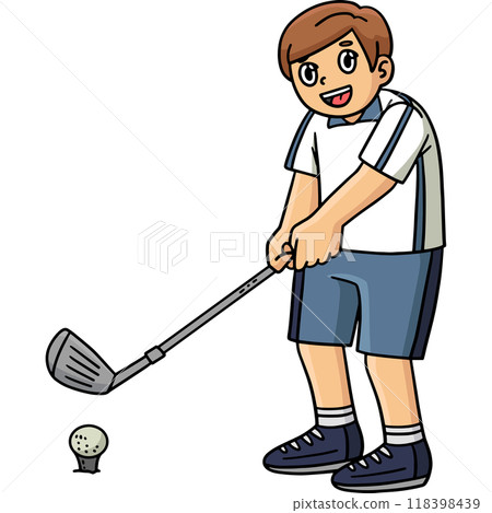 Golf Golfer Getting Ready to Hit Cartoon Clipart  118398439