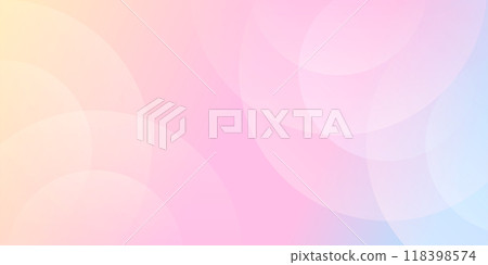 Modern soft rainbow Minimalistic banner background design. Pastel colorful yellow, blue and purple gradations with concentric circles. Geometric vector illustration. 118398574