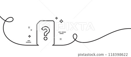 Unknown Document line icon. Continuous one line with curl. File with Question mark sign. Untitled Paper page concept symbol. Unknown file single outline ribbon. Loop curve pattern. Vector Unknown Document line icon. Continuous one line with curl. File with Question mark sign. Untitled Paper page concept symbol. Unknown file single outline ribbon. Loop curve pattern. Vector 118398622