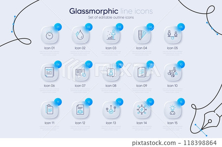 Set of Fake news, Clipboard and Equity line icons for web app. Education, Read instruction, Power icons. Teamwork, Correct way, Developers chat signs. Stats, Time, Palette. Vector 118398864