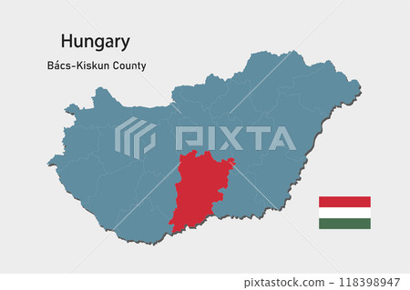 Vector map Hungary, county Bacs-Kiskun 118398947