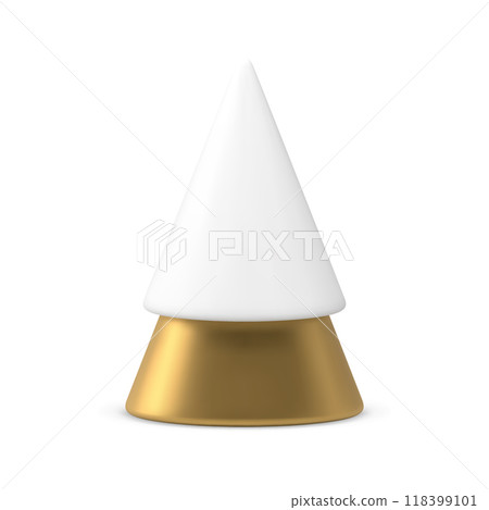 Christmas tree white golden luxury toy for winter holiday celebrate 3d icon realistic vector 118399101
