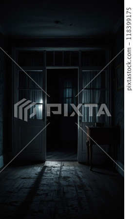 Dark and creepy interior with window 118399175