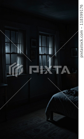Dark and creepy interior with window 118399176
