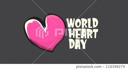 World Heart Day horizontal banner or background with heart isolated on grey background. World heart day poster World Heart Day horizontal banner or background with heart isolated on grey background. World heart day poster 118399274