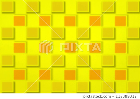 A pattern of yellow and orange square blocks on a yellow background 118399312