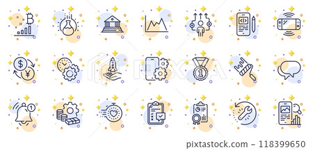 Outline set of Crowdfunding, Money and Best rank line icons for web app. Include Court building, Diagram, Phone code pictogram icons. Phone search, Chemistry experiment, Business way signs. Vector Outline set of Crowdfunding, Money and Best rank line icons for web app. Include Court building, Diagram, Phone code pictogram icons. Phone search, Chemistry experiment, Business way signs. Vector 118399650
