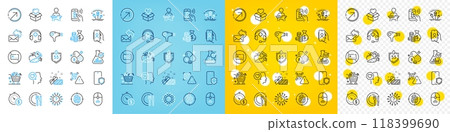 Vector icons set of Bitcoin pay, Vegetables and Fireworks rocket line icons pack for web with Boron mineral, Last minute, Donation outline icon. Coins bag, Election candidate. Vector 118399690