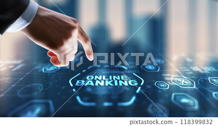 Banking Online Internet Payment Technology. Businessman presses a button Banking Banking Online Internet Payment Technology. Businessman presses a button Banking 118399832