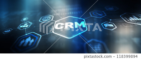 CRM Customer Relationship Management. Communication and planning software concept 118399894