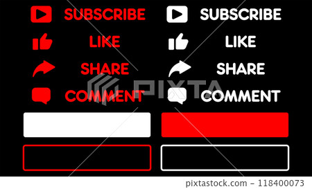 Subscribe, bell button and hand cursor. Red button subscribe to channel, blog. Social media background. Subscribe, bell button and hand cursor. Red button subscribe to channel, blog. Social media background. 118400073