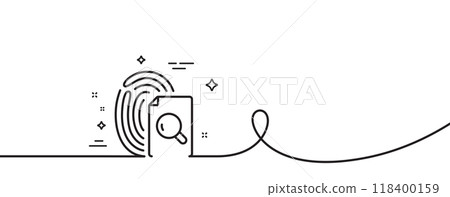 Inspect line icon. Continuous one line with curl. Research documents sign. Search file symbol. Inspect single outline ribbon. Loop curve pattern. Vector Inspect line icon. Continuous one line with curl. Research documents sign. Search file symbol. Inspect single outline ribbon. Loop curve pattern. Vector 118400159