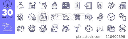 Stop voting, Smartphone payment and Ceiling lamp line icons pack. Factory, Entrance, Lgbt web icon. Agent, Scroll down, Photo edit pictogram. Shoulder strap, Hearing, Inclusion. Vector Stop voting, Smartphone payment and Ceiling lamp line icons pack. Factory, Entrance, Lgbt web icon. Agent, Scroll down, Photo edit pictogram. Shoulder strap, Hearing, Inclusion. Vector 118400896