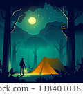 a landscape of the night camping couple at night 118401038