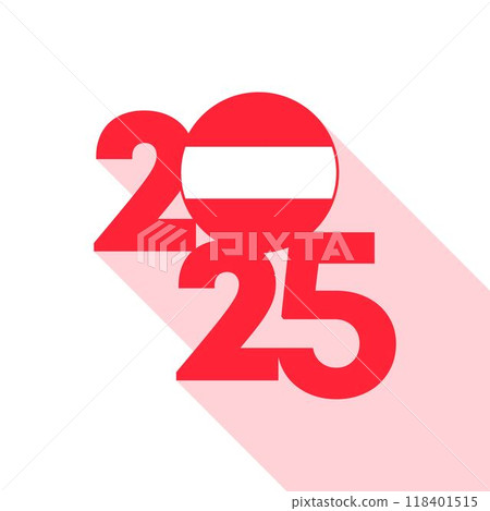 2025 banner with Austria flag inside. Vector illustration. 118401515