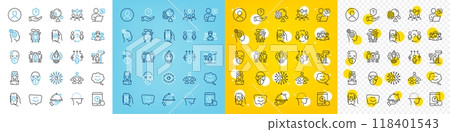 Vector icons set of Artificial intelligence, Smile face and Medical mask line icons pack for web with Business way, Face scanning, Partnership outline icon. Voting campaign. Vector 118401543