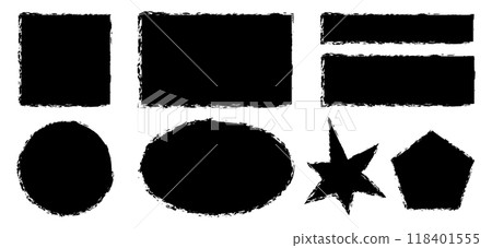 Set of various shapes with jagged edges drawn with brush. Pieces of torn paper 118401555