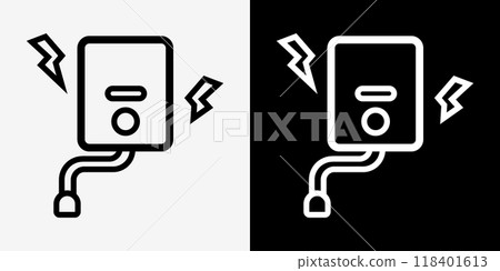 Water supply, faucet, water heater, plumbing icons 118401613