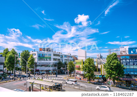 Yokohama cityscape in Japan: September - Extreme heat continues... View of Azamino Station and other areas 118402287