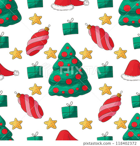 Christmas background. Seamless pattern in hand draw style 118402372