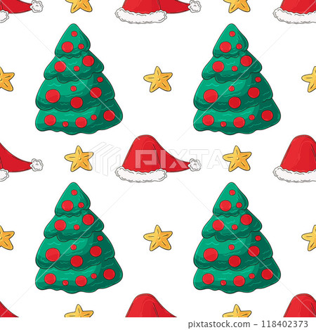 Christmas background. Seamless pattern in hand draw style 118402373