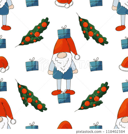 Christmas background. Seamless pattern in hand draw style Christmas background. Seamless pattern in hand draw style 118402384