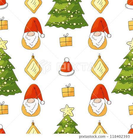 Christmas background. Seamless pattern in hand draw style 118402393