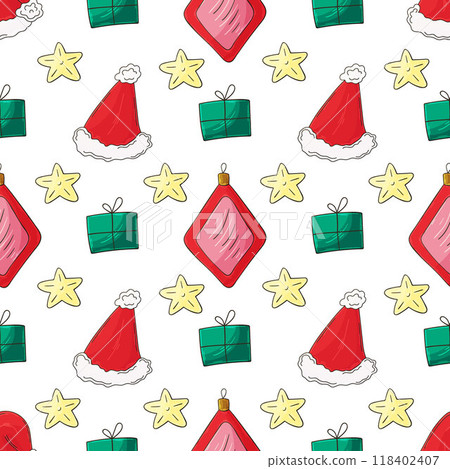 Christmas background. Seamless pattern in hand draw style 118402407