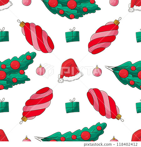 Christmas holidays. Seamless pattern in hand draw style 118402412