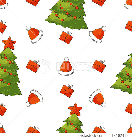 Christmas holidays. Seamless pattern in hand draw style Christmas holidays. Seamless pattern in hand draw style 118402414