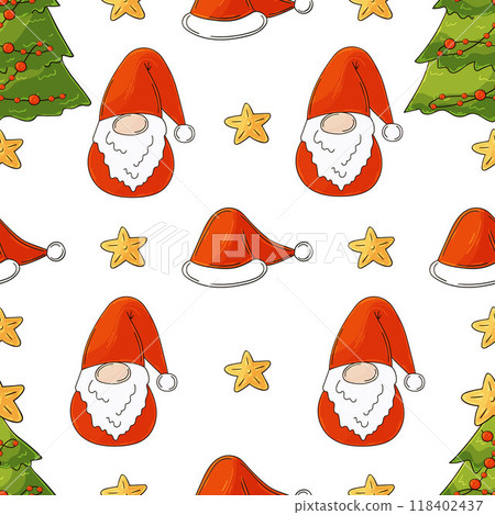 Christmas holidays. Seamless pattern in hand draw style Christmas holidays. Seamless pattern in hand draw style 118402437