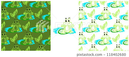 Children's drawings with wax crayons. Set Print 118402680