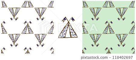Children's drawings with wax crayons. Set Print 118402697