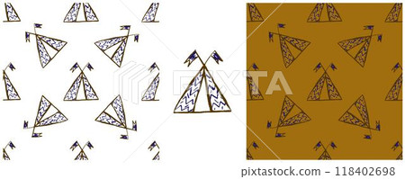 Children's drawings with wax crayons. Set Print 118402698