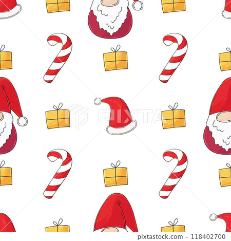 Christmas holidays. Seamless pattern in hand draw style Christmas holidays. Seamless pattern in hand draw style 118402700