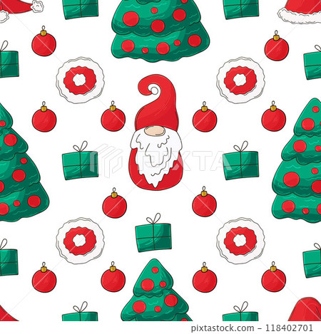Christmas holidays. Seamless pattern in hand draw style 118402701