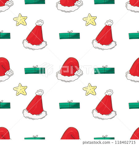 Christmas holidays. Seamless pattern in hand draw style Christmas holidays. Seamless pattern in hand draw style 118402715