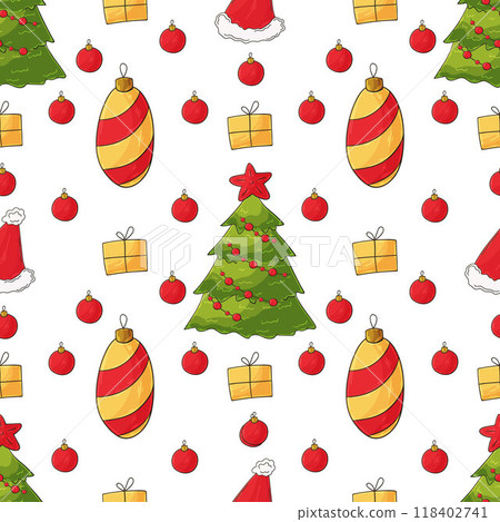 Christmas holidays. Seamless pattern in hand draw style 118402741
