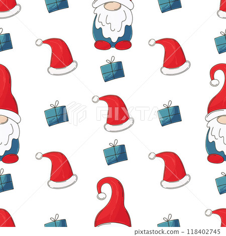 Christmas holidays. Seamless pattern in hand draw style Christmas holidays. Seamless pattern in hand draw style 118402745