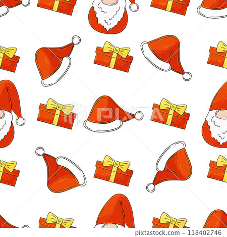 Christmas holidays. Seamless pattern in hand draw style Christmas holidays. Seamless pattern in hand draw style 118402746